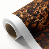 Art Deco poster featuring autumnal trees on rolled canvas, with warm orange and brown tones, ideal for nursery wall art.