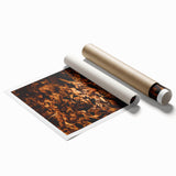 Extra large rolled print depicting vibrant autumn leaves in shades of orange and red, ideal for classy bathroom wall art.