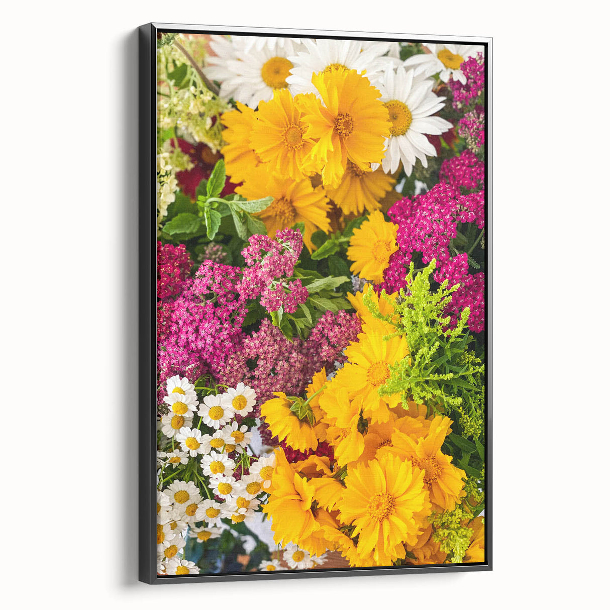 Black and white vintage poster art of a spring landscape on framed canvas, ideal for bedroom decor.