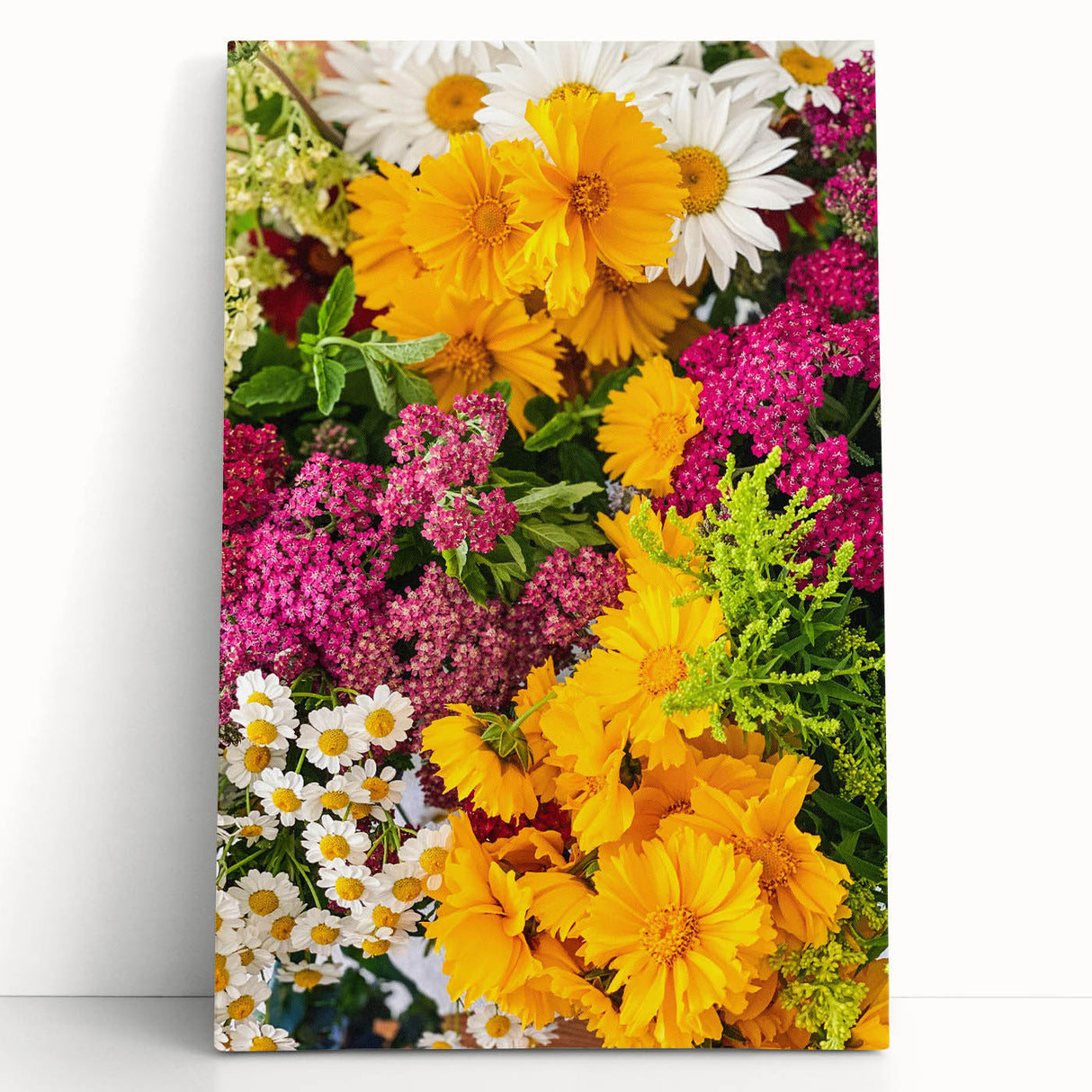 Black and white large art on stretched canvas depicting a spring season theme.