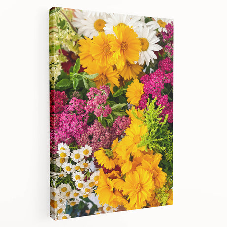 Spring-themed abstract design on large stretched canvas in soft green and pink hues, suitable for kitchen wall art.
