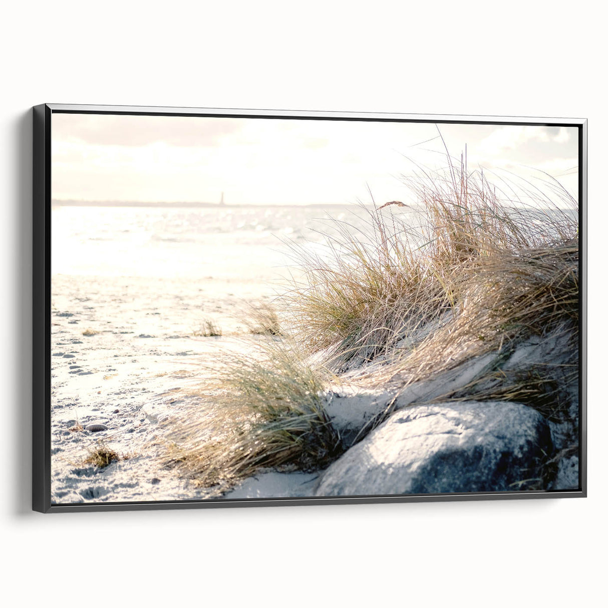Black and white vintage poster art of a landscape on framed canvas, suitable for bedroom wall decor.