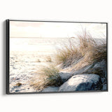 Black and white vintage poster art of a landscape on framed canvas, suitable for bedroom wall decor.