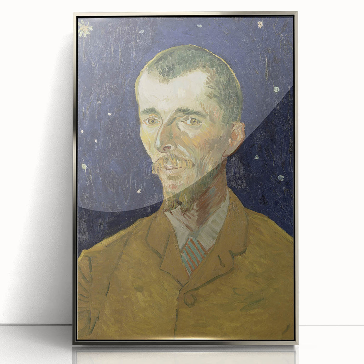 Large acrylic print of Van Gogh's painting in a silver frame, featuring vibrant colors, ideal for modern art wall decor.