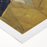 Art deco style poster featuring a geometric pattern in muted gold and teal tones on rolled canvas.