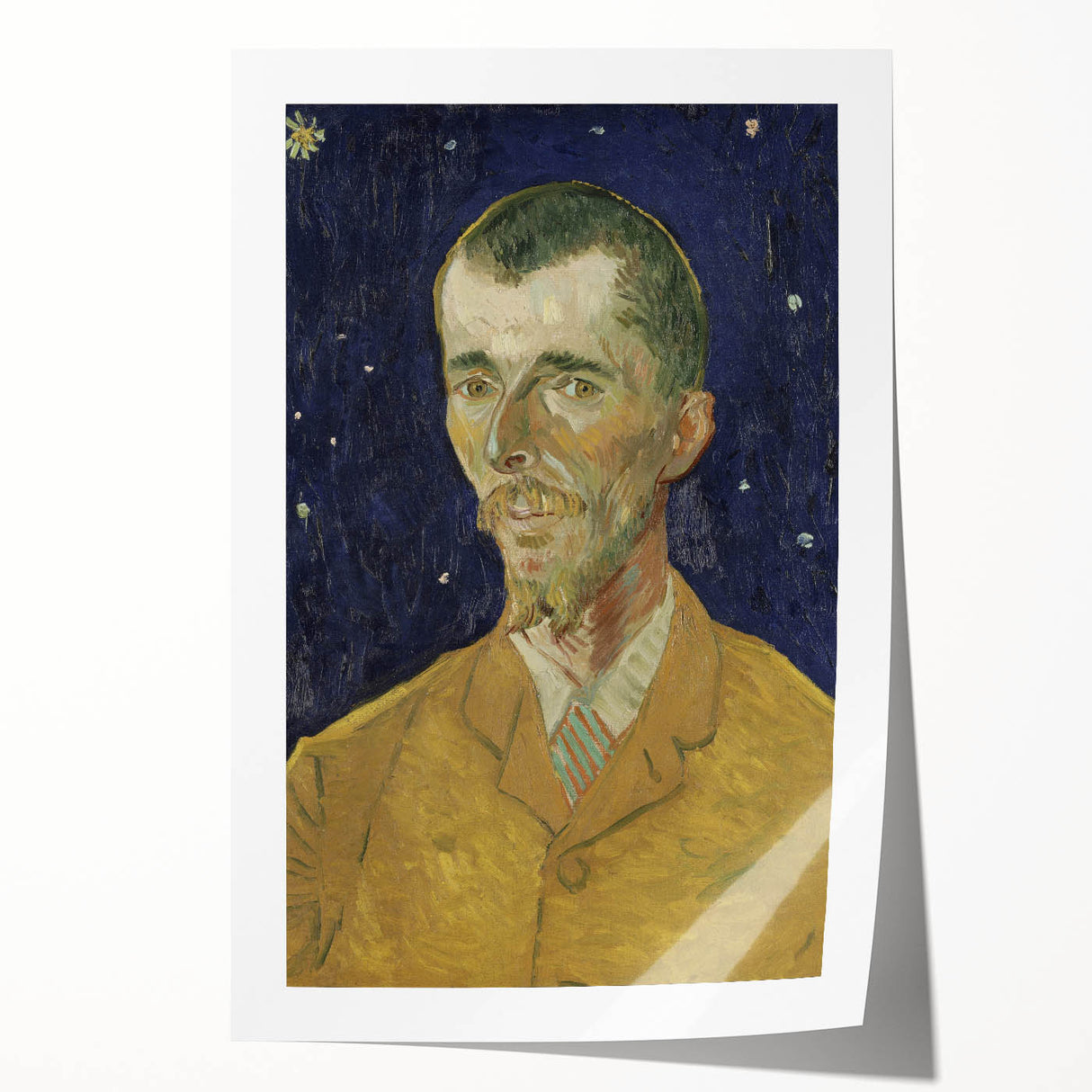 Rolled canvas print of Van Gogh-inspired floral art in vibrant colors, ideal for art wall dining room.