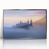 Framed acrylic artwork showcasing a stunning landscape of a castle, featuring vibrant colors and intricate details, perfect for home decor or gallery display.