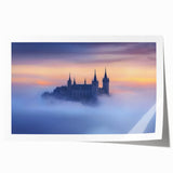 Beautiful rolled print of a scenic landscape featuring a majestic castle surrounded by lush greenery and a clear blue sky, ideal for home decor or art collection.