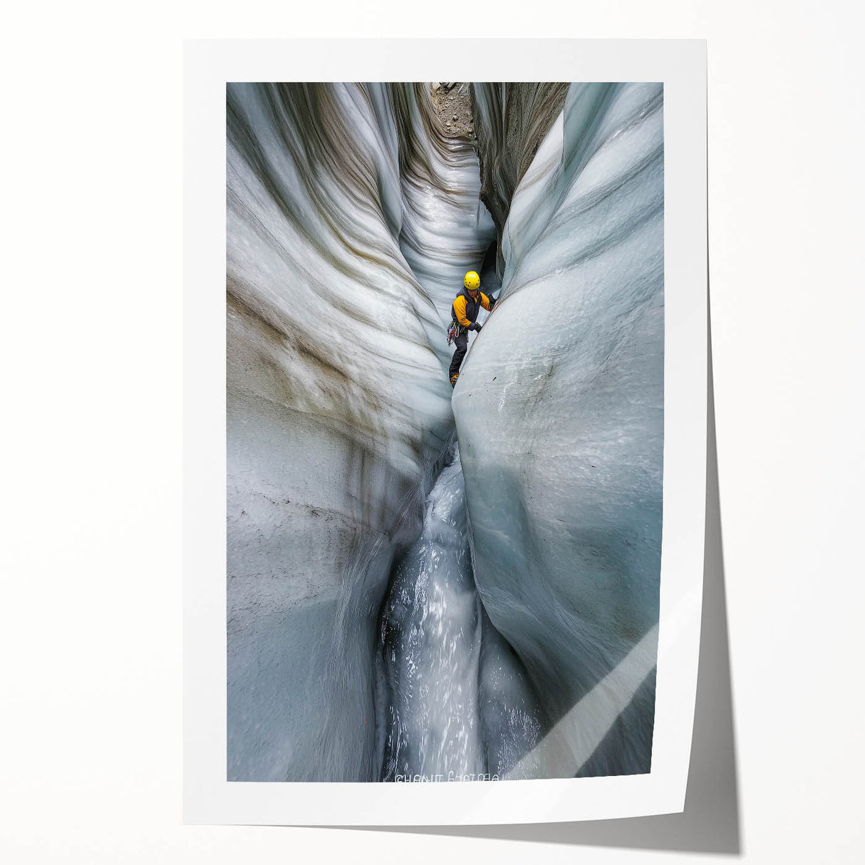Vibrant rolled canvas print showcasing a stunning landscape with intricate cave formations, featuring rich earth tones and detailed textures, perfect for home decor.