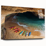 Side view of a stunning acrylic landscape artwork depicting majestic cliffs, showcasing vibrant colors and intricate details, ideal for modern home decor.