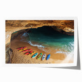 Stunning rolled print showcasing a vibrant landscape of cliffs with rich colors and detailed textures, perfect for home decor or artistic display.