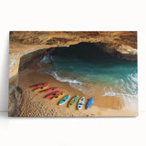 Stretched canvas artwork depicting dramatic cliffs and landscapes, showcasing vibrant colors and intricate details, perfect for home decor enthusiasts.