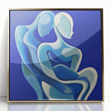 Modern Bedroom Art – Abstract Blue Couple Framed Canvas Print