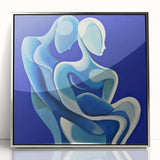 Modern Bedroom Art – Abstract Blue Couple Framed Canvas Print