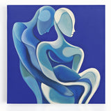 Modern Bedroom Art – Abstract Blue Couple Framed Canvas Print