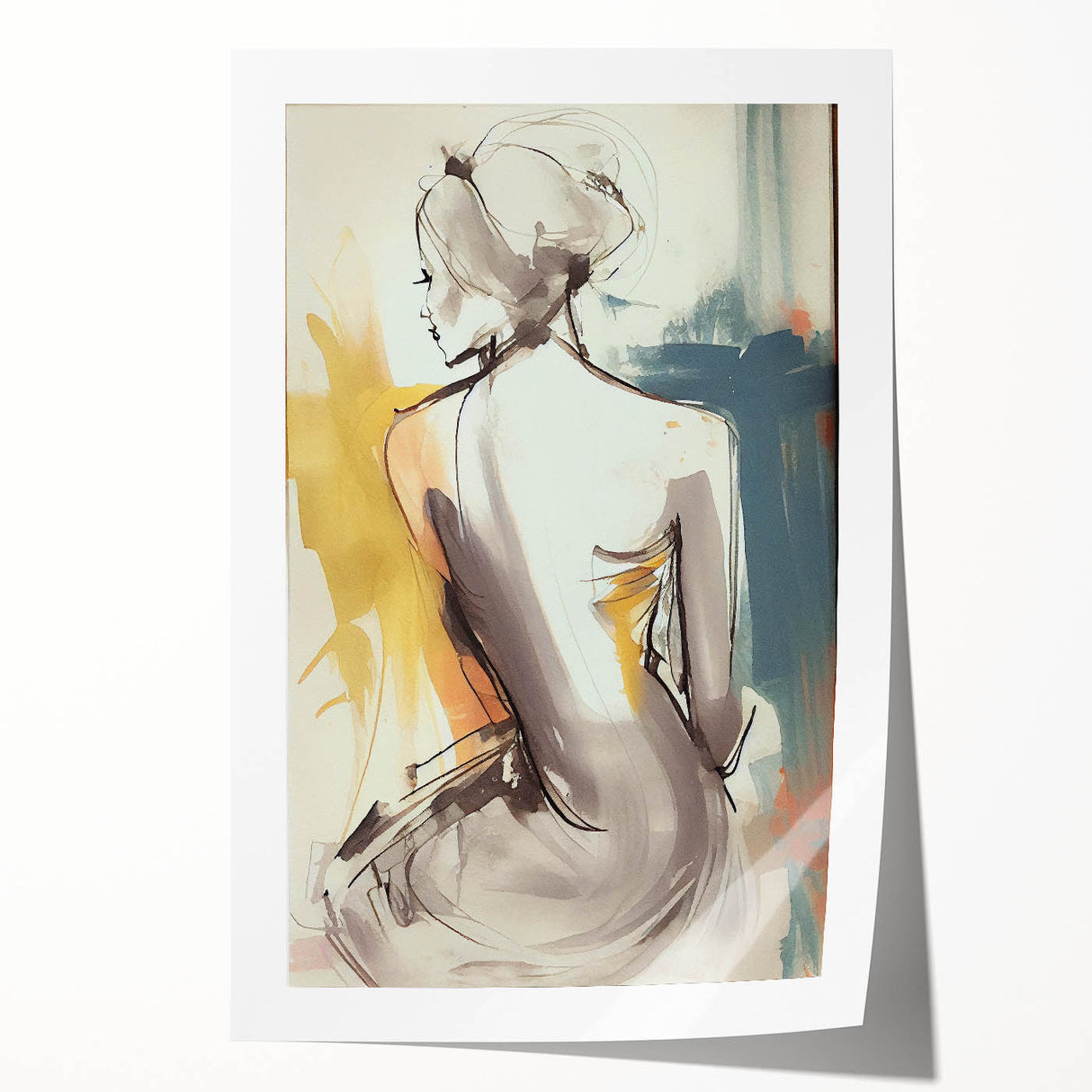 Abstract figurative wall art print showcasing vibrant colors and fluid shapes, rolled for easy shipping, perfect for modern home decor or gallery walls.