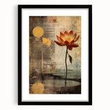 Abstract floral wall art framed with a black mat, showcasing vibrant colors and intricate designs, perfect for modern home decor. Ideal for adding elegance to living spaces.