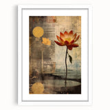 Abstract floral wall art in a white frame with a mat, showcasing vibrant colors and intricate designs, perfect for home decor and enhancing interior aesthetics.