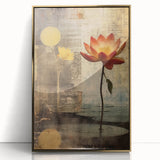 Framed abstract floral wall art with gold accents, showcasing vibrant colors and intricate patterns, perfect for modern home decor and stylish interiors.