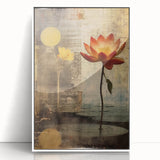 Framed acrylic wall art featuring an abstract floral design in vibrant colors, set against a crisp white background, perfect for modern home decor.