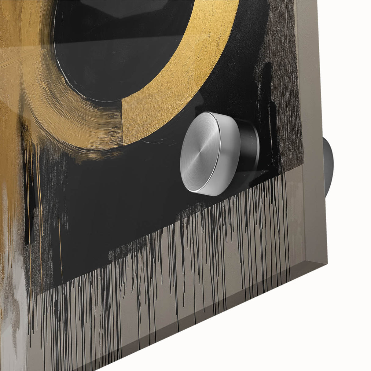 Close-up of an abstract geometric acrylic glass design showcasing vibrant colors and intricate patterns, perfect for modern home decor and art enthusiasts.