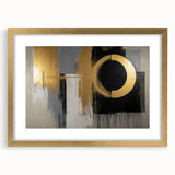 Abstract geometric frame in gold with a mat, showcasing a modern design from a front view, perfect for enhancing contemporary interior decor.