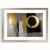 Elegant silver abstract geometric frame showcasing a modern design, complete with a mat, viewed from the front, ideal for contemporary home decor.
