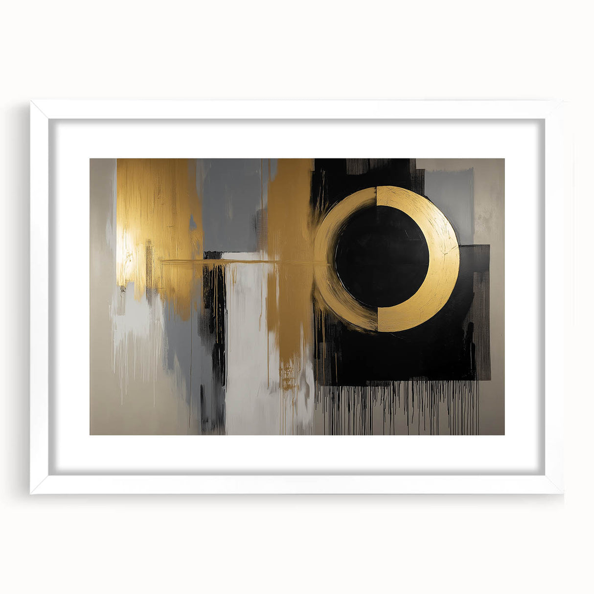 Abstract geometric frame with a white mat, featuring a modern design suitable for home decor. The frame is displayed from the front, showcasing its clean lines and contemporary aesthetic. Ideal for adding a stylish touch to any room.