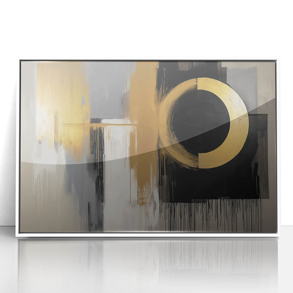 Framed abstract geometric wall art in white acrylic, showcasing sharp angles and a modern design, perfect for contemporary home decor.