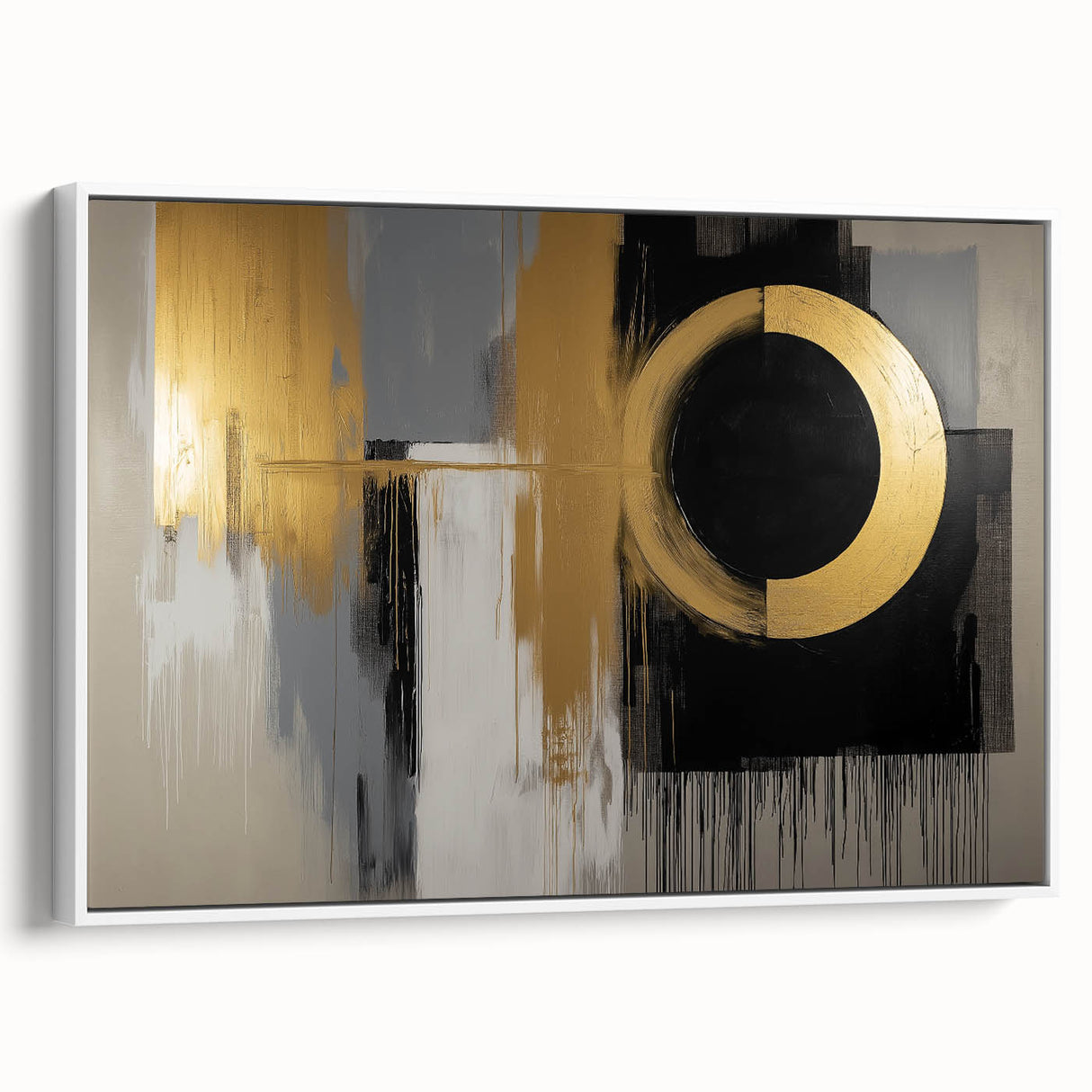 Abstract geometric framed canvas artwork showcasing a modern design with a white background, emphasizing clean lines and sharp angles. Ideal for contemporary home decor, this piece adds sophistication and style to any space.