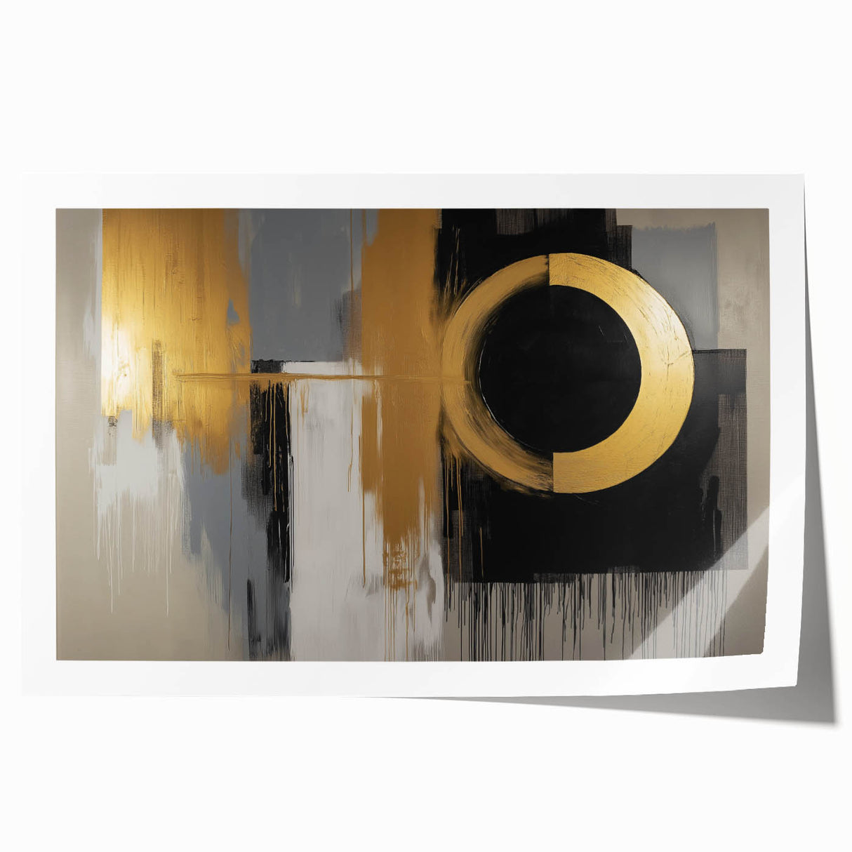 Abstract geometric rolled print showcasing vibrant colors and intricate shapes, designed for modern decor. Ideal for enhancing living spaces with artistic flair.