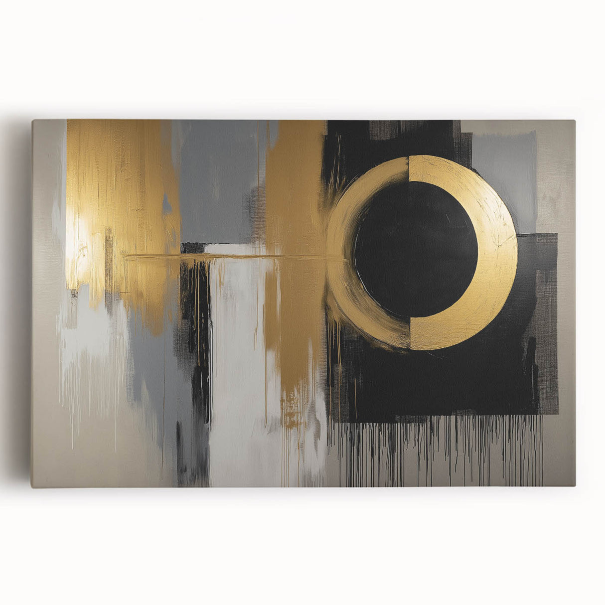 Abstract geometric stretched canvas artwork showcasing vibrant colors and intricate patterns, perfect for modern interior decor, enhancing artistic ambiance in any room.