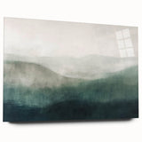 Abstract landscape wall art displayed in a sleek acrylic frame, showcasing vibrant colors and fluid shapes, ideal for modern home decor.