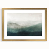 Abstract landscape wall art framed in gold with a mat, showcasing vibrant colors and a dynamic composition, perfect for modern home decor.