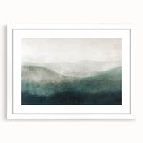 Abstract landscape wall art framed with a white mat, showcasing vibrant colors and dynamic brushstrokes, perfect for modern home decor.