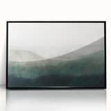 Framed abstract landscape wall art with a black frame, showcasing vibrant colors and dynamic shapes, perfect for modern home decor. Ideal for adding a contemporary touch to any living space or office.