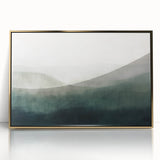 Framed abstract landscape wall art in gold acrylic, showcasing vibrant colors and fluid designs, perfect for modern home decor and enhancing aesthetics.