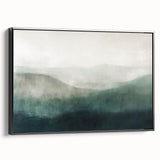 Framed black abstract landscape wall art on canvas, showcasing a modern design with textured details, perfect for contemporary home decor.