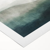 Abstract landscape wall art on rolled canvas showcasing vibrant hues of blue and green, perfect for home decor. Ideal for adding a modern touch to any space.