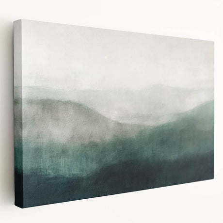 Stretched canvas wall art showcasing a vibrant abstract landscape with bold colors and fluid shapes, ideal for modern home decor or office spaces.