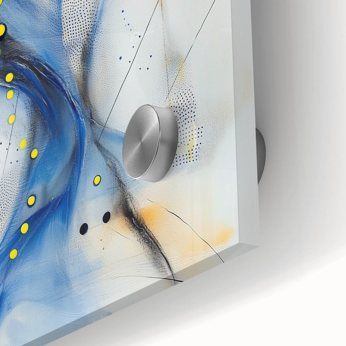 Abstract Fluid Canvas Art – Blue Stream with Yellow Accents