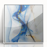 Abstract Fluid Canvas Art – Blue Stream with Yellow Accents