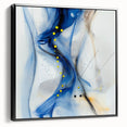 Abstract Fluid Canvas Art – Blue Stream with Yellow Accents