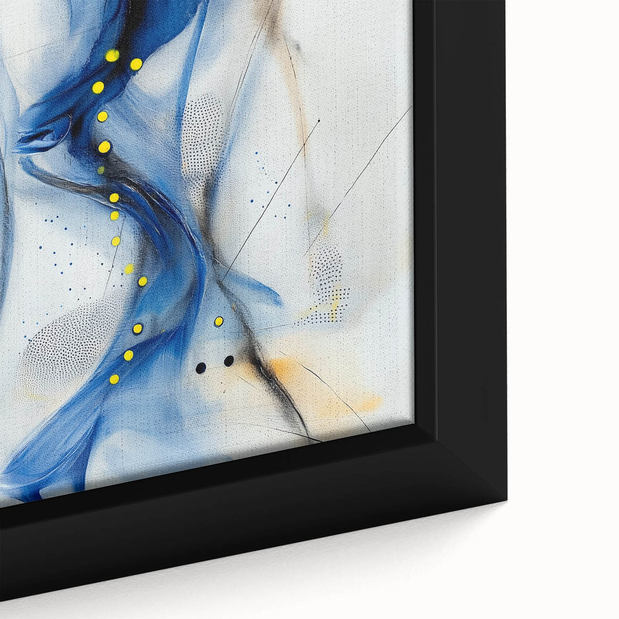 Abstract Fluid Canvas Art – Blue Stream with Yellow Accents