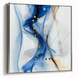 Abstract Fluid Canvas Art – Blue Stream with Yellow Accents