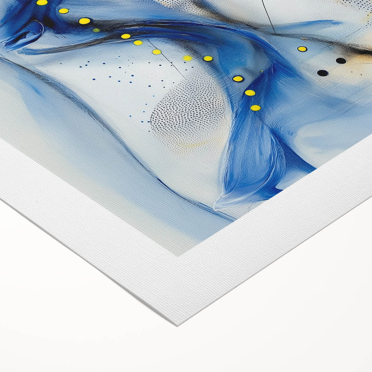 Abstract Fluid Canvas Art – Blue Stream with Yellow Accents