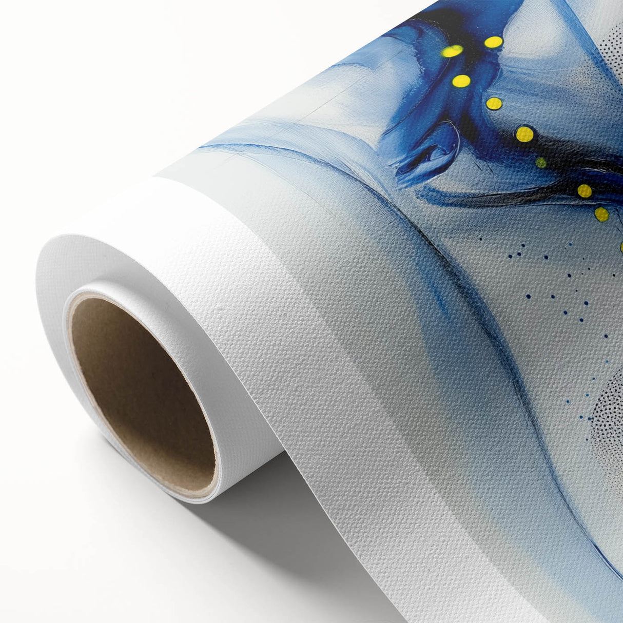 Abstract Fluid Canvas Art – Blue Stream with Yellow Accents