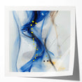 Abstract Fluid Canvas Art – Blue Stream with Yellow Accents