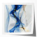 Abstract Fluid Canvas Art – Blue Stream with Yellow Accents
