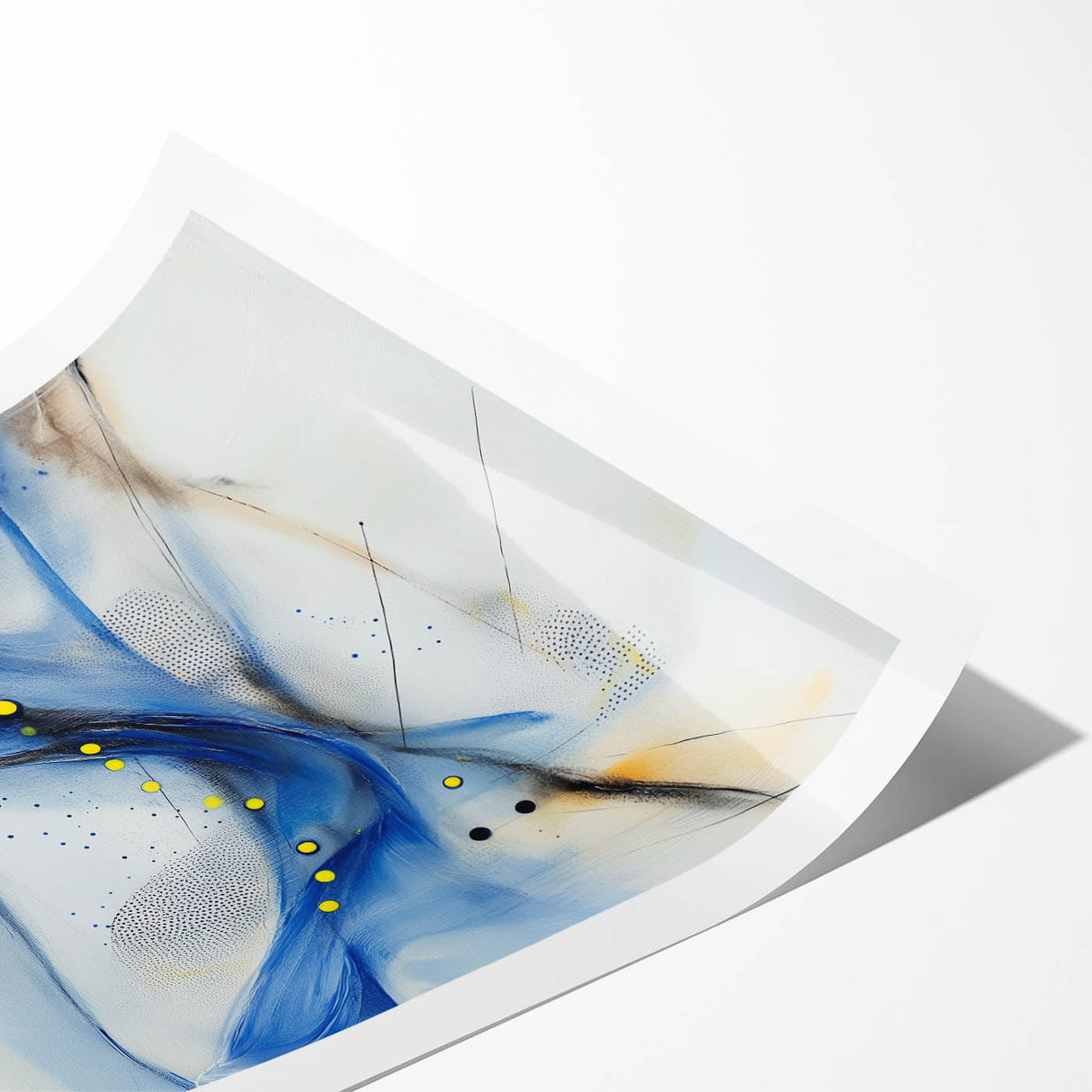 Abstract Fluid Canvas Art – Blue Stream with Yellow Accents
